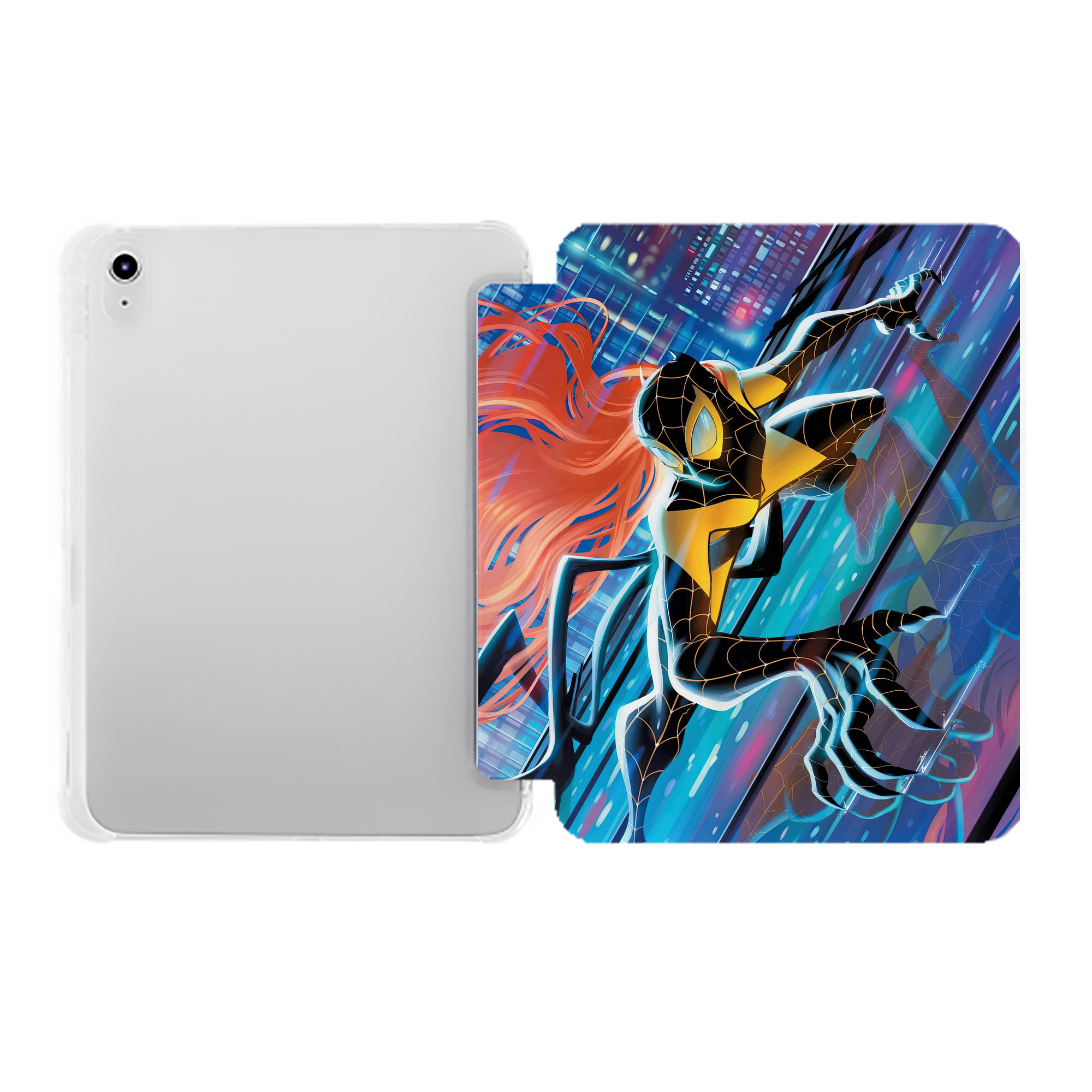 （画像用） Spider Man スパイダーマン IPad ケース ペン収納付き 三つ折りスタンド PUレザー×シリコン 対応機種9.5/10.5/10.9インチ
